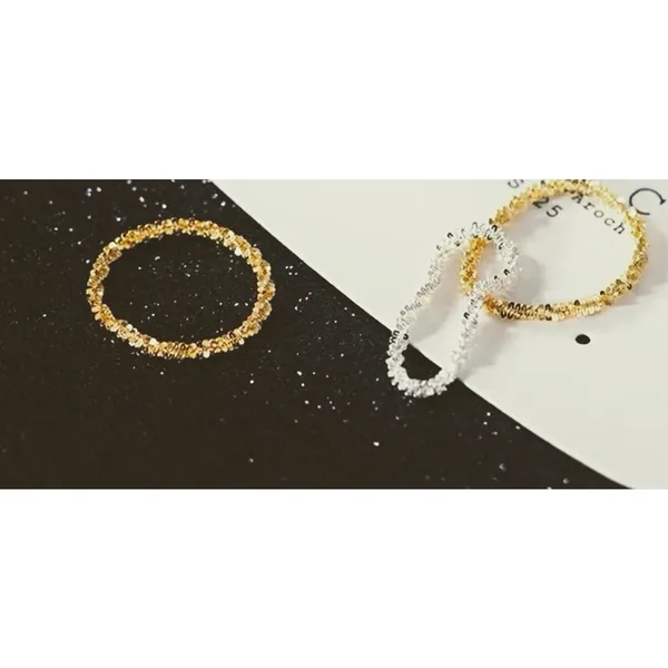 Sparkling‎ Yellow Gold Plated 925 Margarita Chain Flexible Ring, Sz 6.5 - Image 5