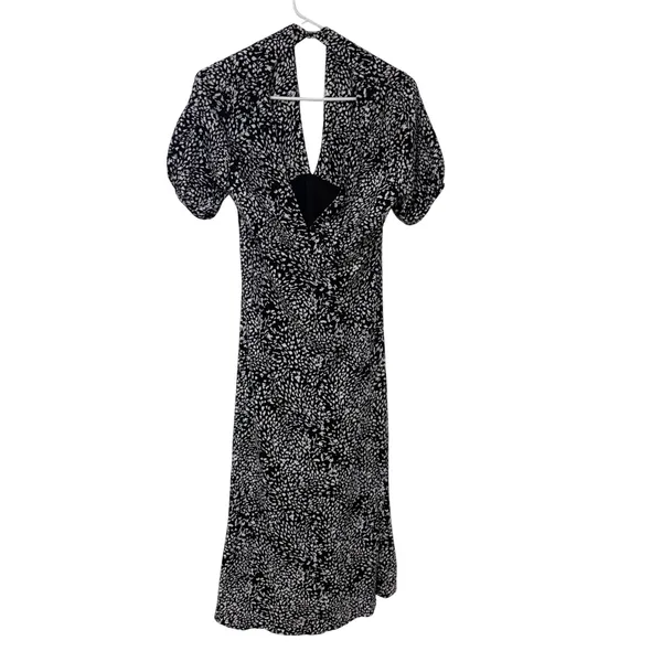 Free People Womens S Looking Love Black Casual Short Sleeve V-Neck Midi‎ Dress - Image 8