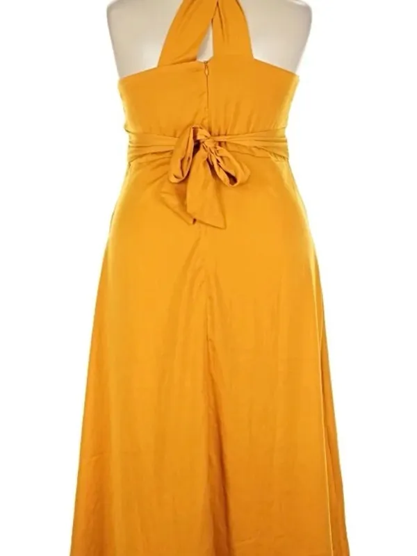 Banana Republic Gold Wrap Waist Halter Maxi Size 14 Dress - Image 2