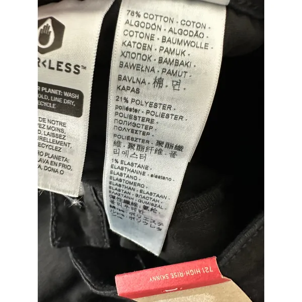 Levi's Womens Jeans 24 NWT 721 Black Wash High Rise‎ Skinny Denim Stretch - Image 4
