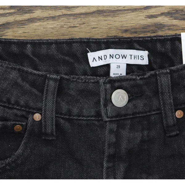 And Now This Womens Distressed Ultra High Rise Straight Jeans Black 29 - Image 5