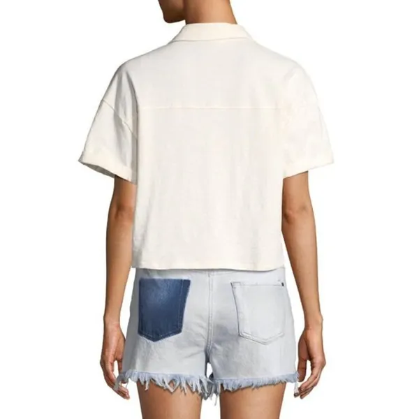 Splendid White Roma Tie Front Button Down Short Sleeve S‎ - Image 2