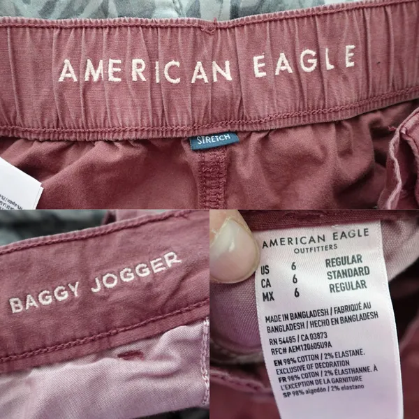 American Eagle Brick Red High Waist Pull On Baggy Jogger Cargo Pants Size 6 - Image 3