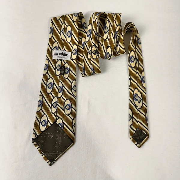 Mr. Eddie Wilmette Zanzara Men's Silk Tie Vintage Geometric Multicolor Necktie - Image 4