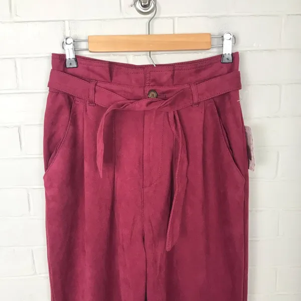 Free People NWT Nightfall Vegan Suede Paperbag Waist Cropped Pants Size 2 - Image 10