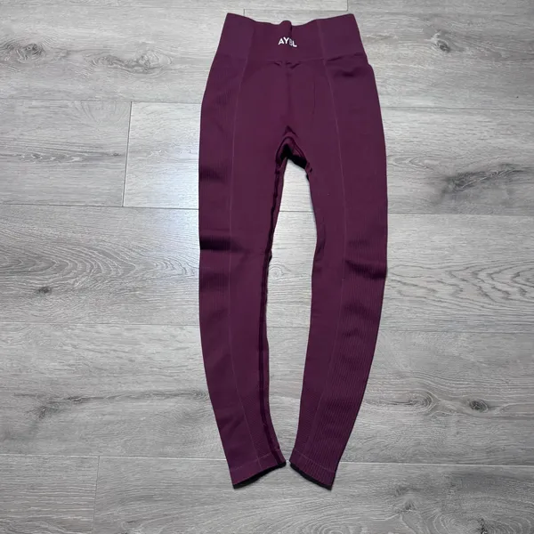 AYBL Women Burgundy Seamless‎ High Waisted Compression Gym Leggings Size Small S - Image 4