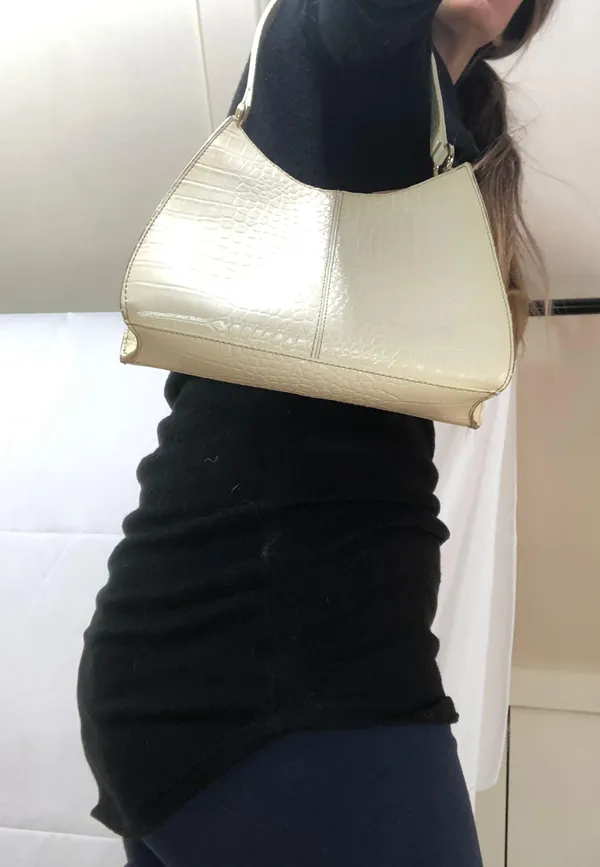 Liz Claiborne White Faux Alligator Skin Shoulder Bag - Image 10