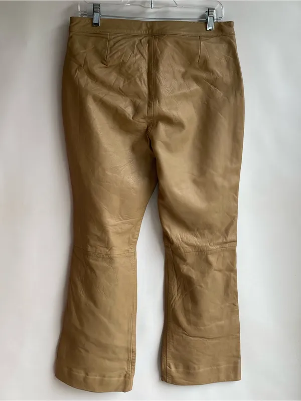 Tommy Hilfiger vintage Y2K 2010s tan camel leather bootcut pants trousers 12 - Image 5