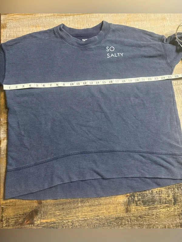 aerie Navy 'SO SALTY' Crewneck lightweight Sweatshirt - Image 6