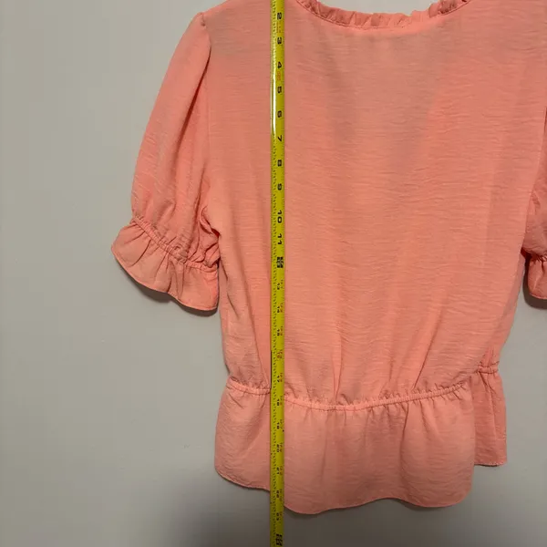 Topshop Coral Ruffle Peplum Blouse - Image 8