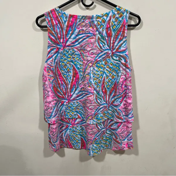 ANTHONY'S RESORT WEAR Floral Sleeveless Layered Tunic V-Neck Top Size medium EUC - Image 6
