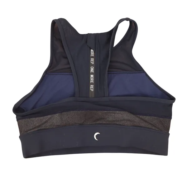 Zyia Active Sports Bra Womens M Mesh High Neck Shimmer Navy Blue Zipper Exc - Image 3