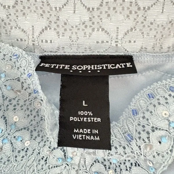 Petite Sophisticate Women’s blue Lace Sequined Satin Beaded Cami Vintage‎ Large - Image 10