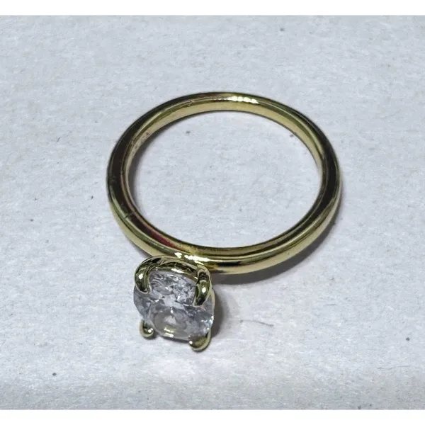 Gold Tone round Cubic Zirconia CZ Solitaire Ring Clear stone 4 prong Size 7 - Image 3