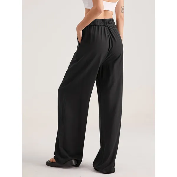 Commense Oversized Elegant High Waist WideLeg Pleat Front Black Trousers NWT M - Image 4