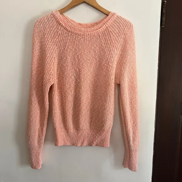 FREE PEOPLE | Electric City Coral Beachy Linen Cotton Round Neck Sweater Medium - Image 2