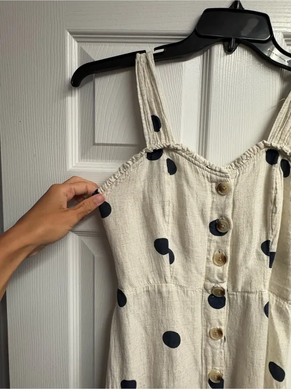 Sincerely Jules Polka Dot Linen Blend Maxi Dress Size Medium - Image 3
