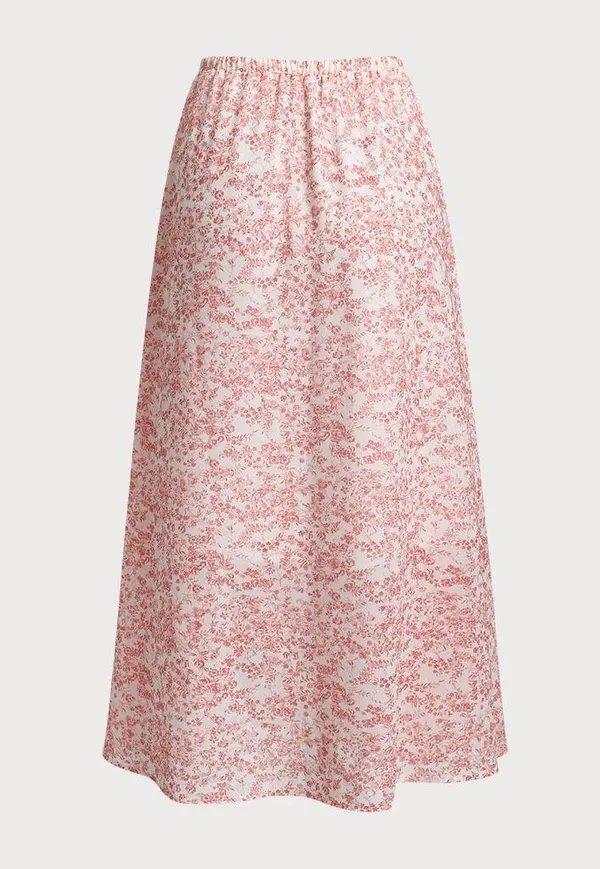 Rihoas Pink Floral Elastic Waist Flared Skirt - Image 6