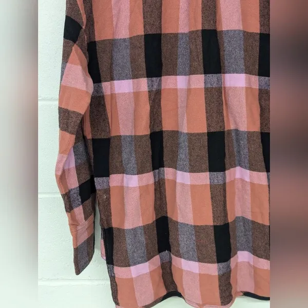 New Izzy Cargo Shirt checkered pink black Free People szS flannel plaid … - Image 7
