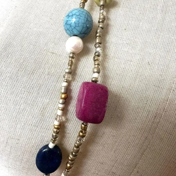 Chico’s double strand gold tone long beaded necklace NWT - Image 9