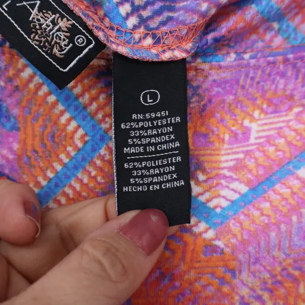 Jane Ashley Maxi Skirt Womens L Orange Purple Geometric Chevron NEW - Image 3