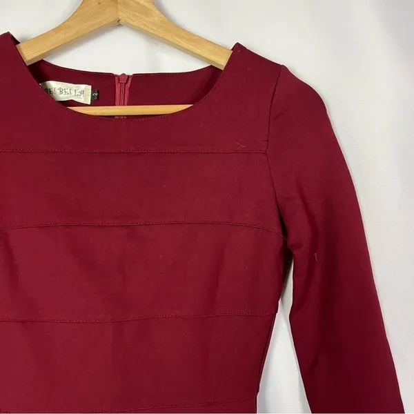 Boutique Bei‎ Bella Red Ponte Long Sleeve Mini Dress 2 - Image 3