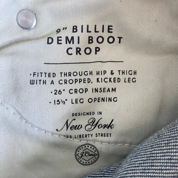 J.Crew Billie Demi Boot Crop Jeans‎ 27 Blue High Rise Raw Hem Medium Wash Denim - Image 5