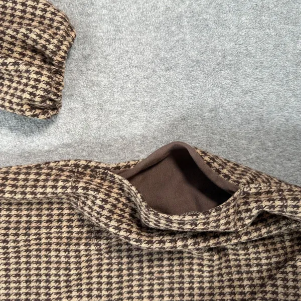 Max Studio Houndstooth Cowl Neck Dress Women's Medium Brown Long Sleeve Pockets - Image 8
