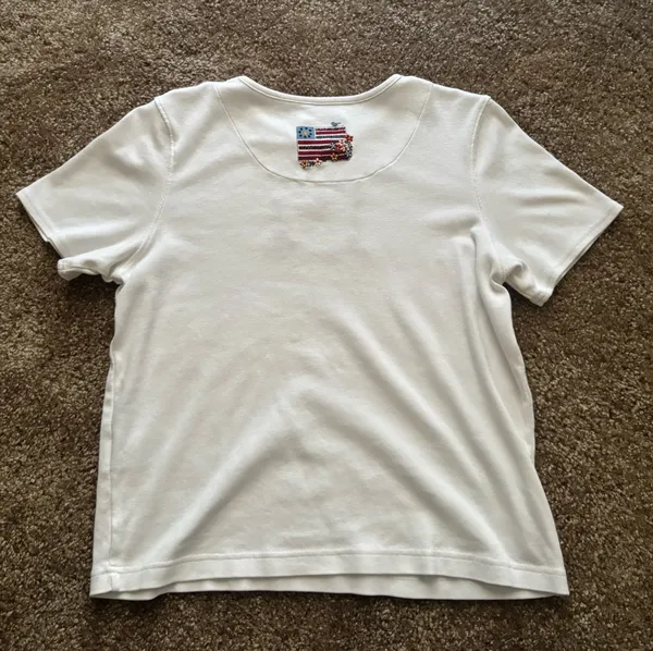 Christopher & Banks 100% cotton embroidered USA flag t-shirt - Image 3