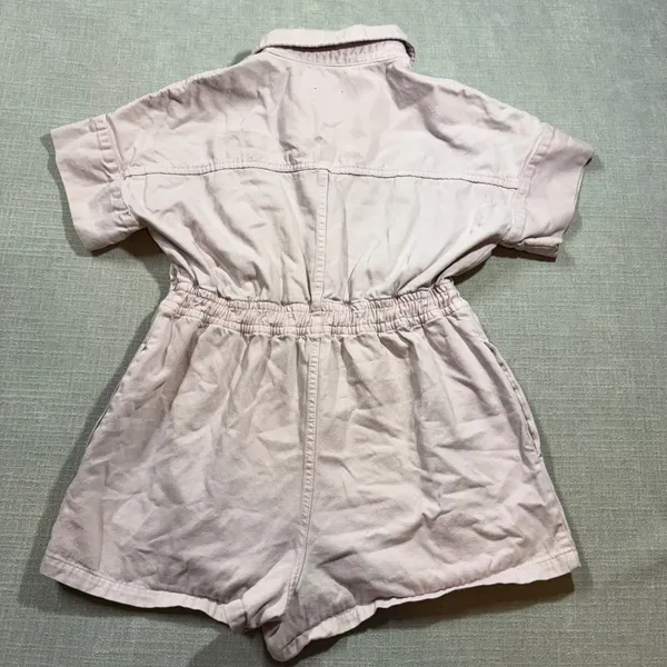 Nasty Gal Pink Denim Romper Utility Boiler Suit Shorts US‎ 12 Large Short Sleeve - Image 2