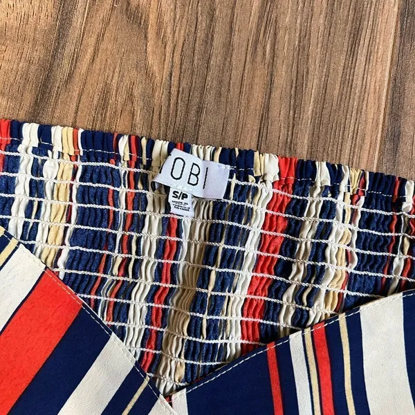 Tobi striped orange and blue crop top tie front‎ small - Image 4