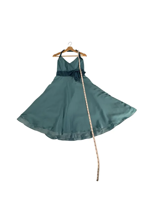 Vintage Alfred Angelo Y2K Aqua Halter Formal Dress Fairy Halloween Costume US 8 - Image 11