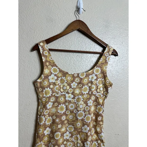 Afends Hemp Tencel Retro Daisy Floral Mini Dress Sleeveless Scoop Neck US 2 - Image 3