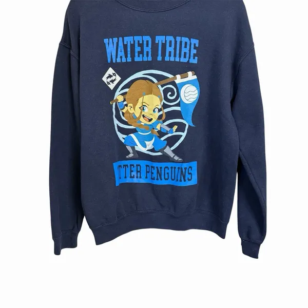 Avatar The Last Airbender Sz M Blue Water Tribe Otter Penguins Sweatshirt Top - Image 3