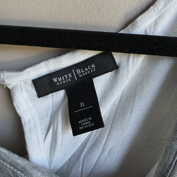 White House Black Market Dolman Gray And White Chevron Striped Shirt Flowy XL - Image 3