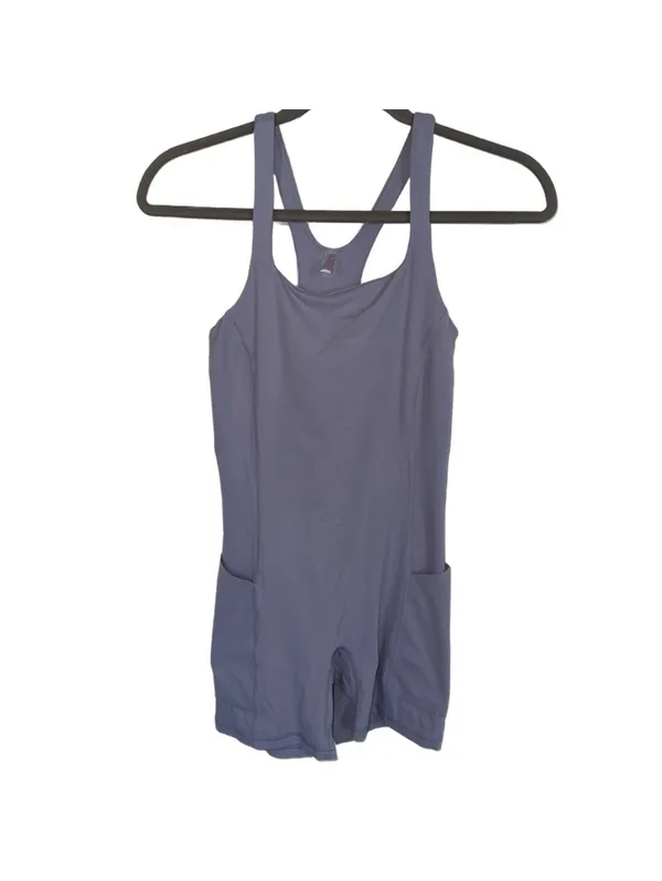 Free People FP Movement Never Better Runsie Soft Girl Pastel Lilac Romper xs - Image 3