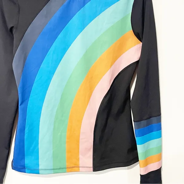 Free People Movement Size Small Rainbow Runner Shirt‎ Navy Athletic - Image 2