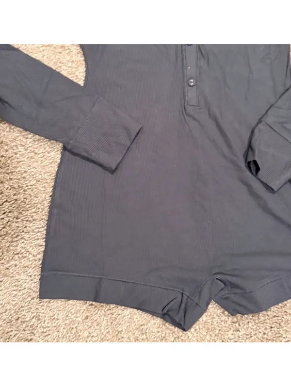 Skims Soft Lounge Button Up Ribbed Henley Onesie Graphite Si̇Ze Small Nwt - Image 4