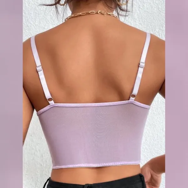 Lilac floral lace crop top Purple Size M - Image 2