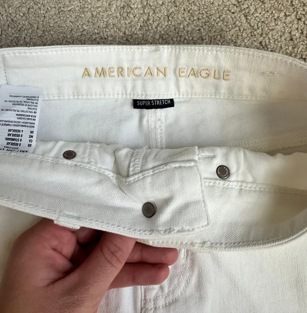 Super Stretch White Denim Mini Skirt - Image 4