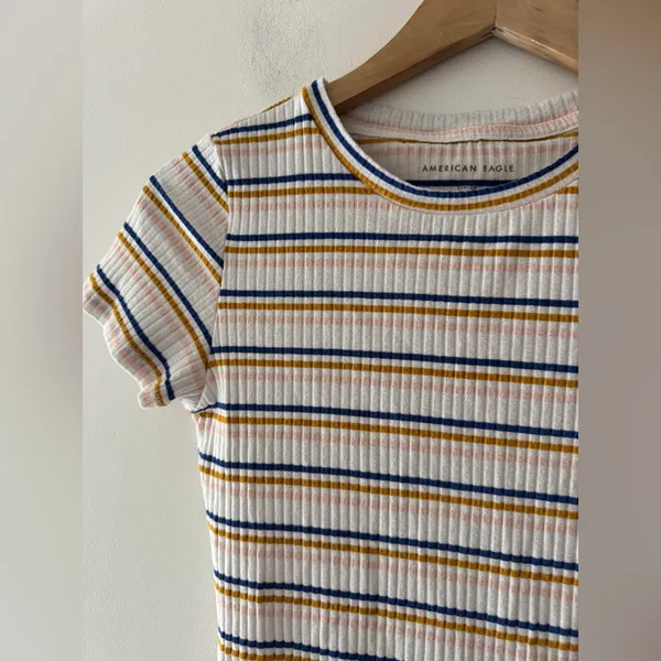 American Eagle Adorable Pastel Striped Bodysuit‎ Short Sleeve - Image 2