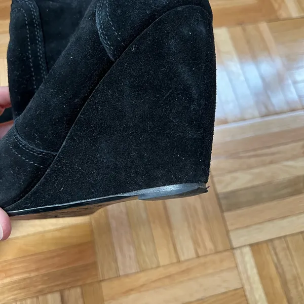 Joie Oakley Black Suede Wedge Booties - Image 8