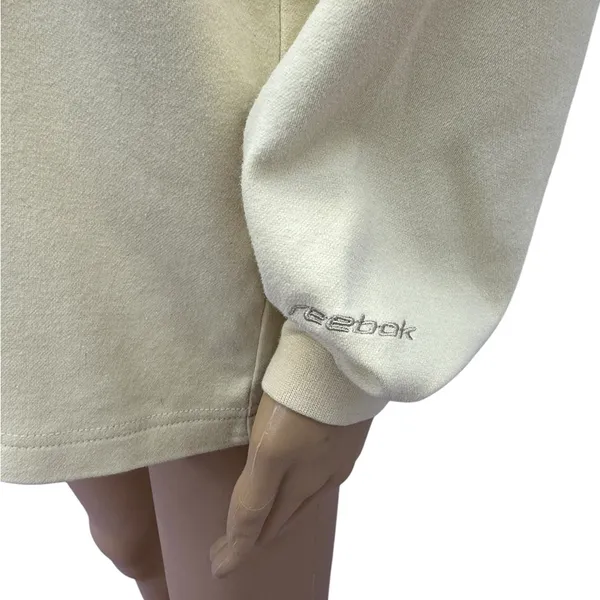 Vintage Reebok Mock Neck Pale Yellow Embroidered Horseshoe Logo Sweatshirt Large - Image 7