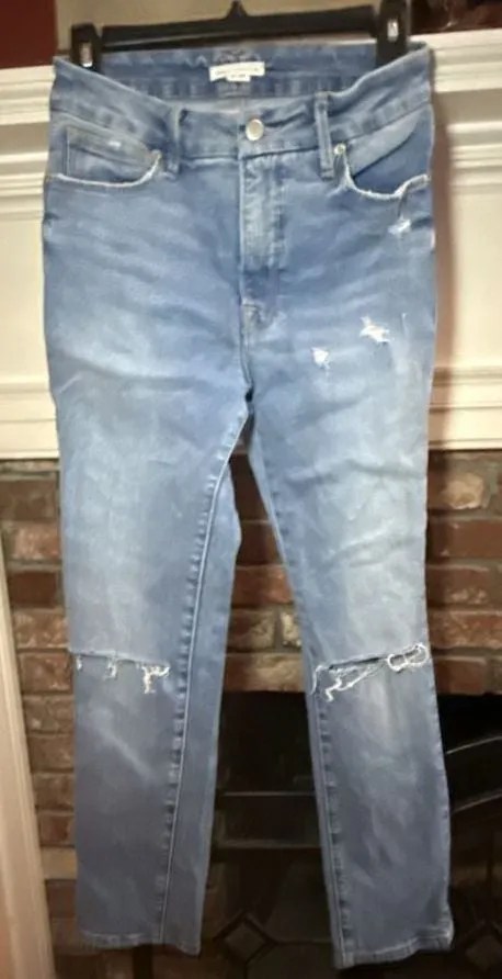 Good American High Rise Distressed Straight Leg Jeans Size 2/26 - Image 2