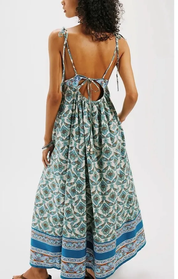 Free People Sorrento Beach Midi Dress Orange X-Small - Image 2