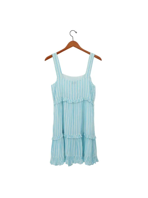 Rails Sandy Laguna Stripe Sleeveless Tiered Ruffled Mini Sundress Blue White S - Image 5