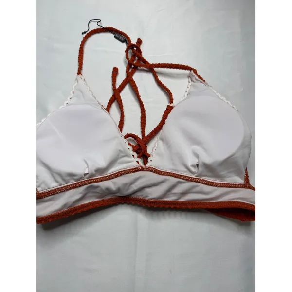 Zaful Burnt Orange Popcorn Textured High Waisted Bikini Set ScallopTrim Womens M - Image 8