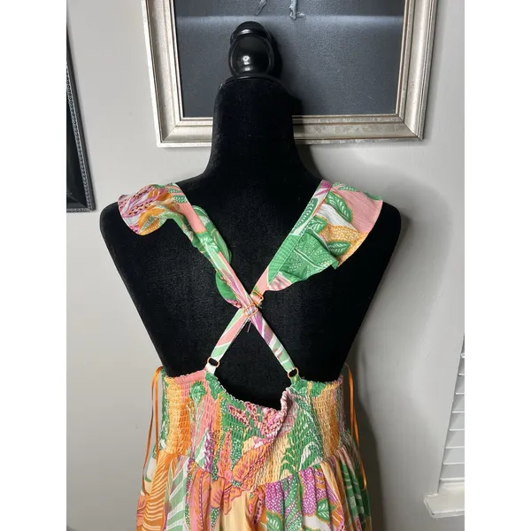 SKIES ARE BLUE Women's L Tropical Floral Maxi Dress Lined - Image 9