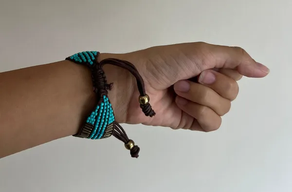 Teal Beaded Bracelet Blue - Image 4
