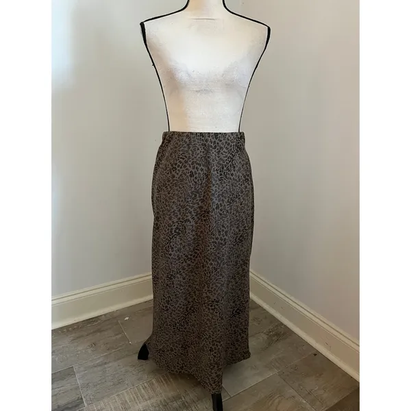 A New Day Leopard Print Maxi Slip Skirt XS‎ Brown Black Elastic Waist Minimalist Boho Chic - Image 3